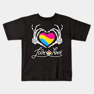 Skeleton Heart Love Is Love Lgbt Pansexual Pride Month Kids T-Shirt